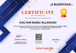 Bluestock Fintech, Pune, India Certificate